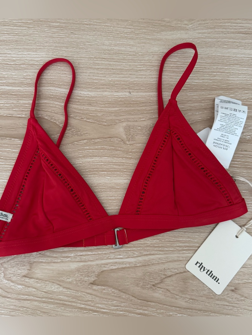 Rhythm Small NEW My Bralette Bikini Top Fire Red Triangle Resort Beach